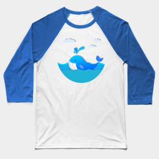 Adorable Blue Whale Baseball T-Shirt